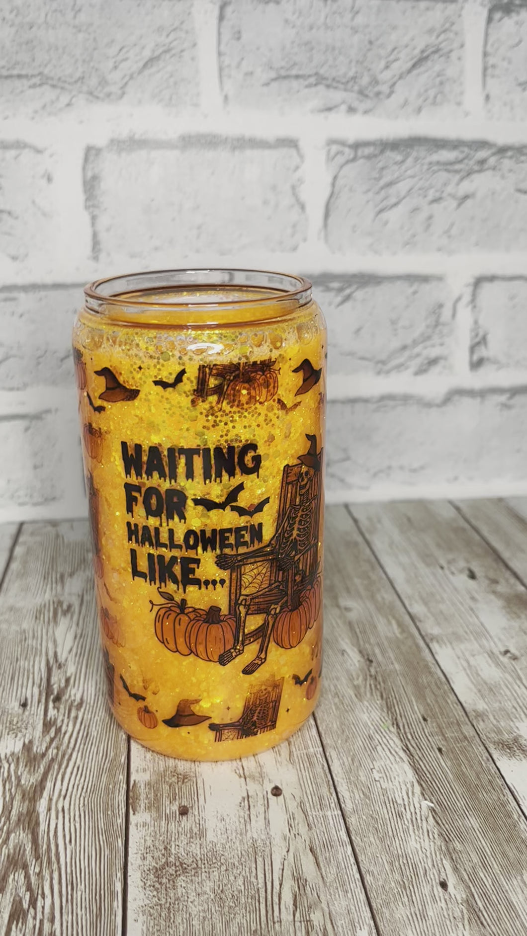 Waiting on Halloween Glass Cup 12oz