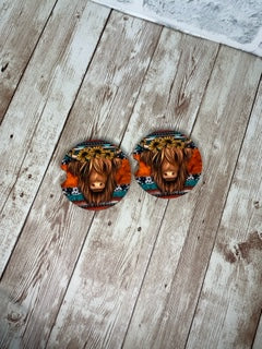 Highland Cow 2 Car Coaster