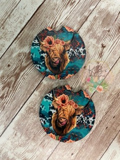 Highland Cow 1 Car Coaster