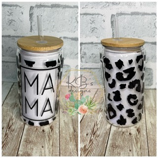 Mama Leopard Glass Cup