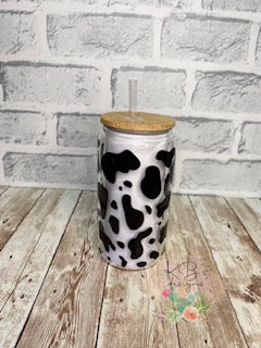 Cow Print Glass Cup