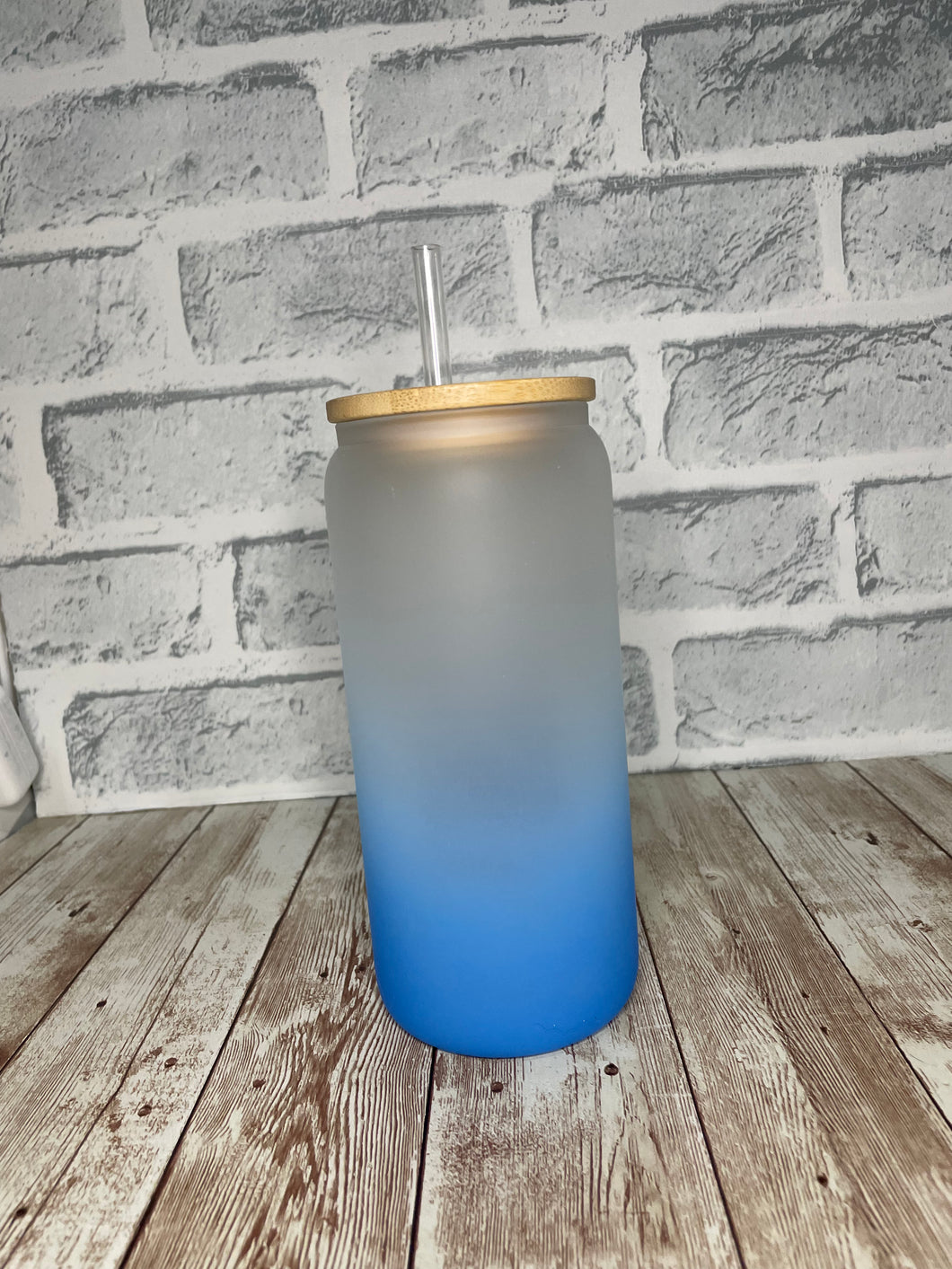 Blue Frosted Glass Cup 20oz