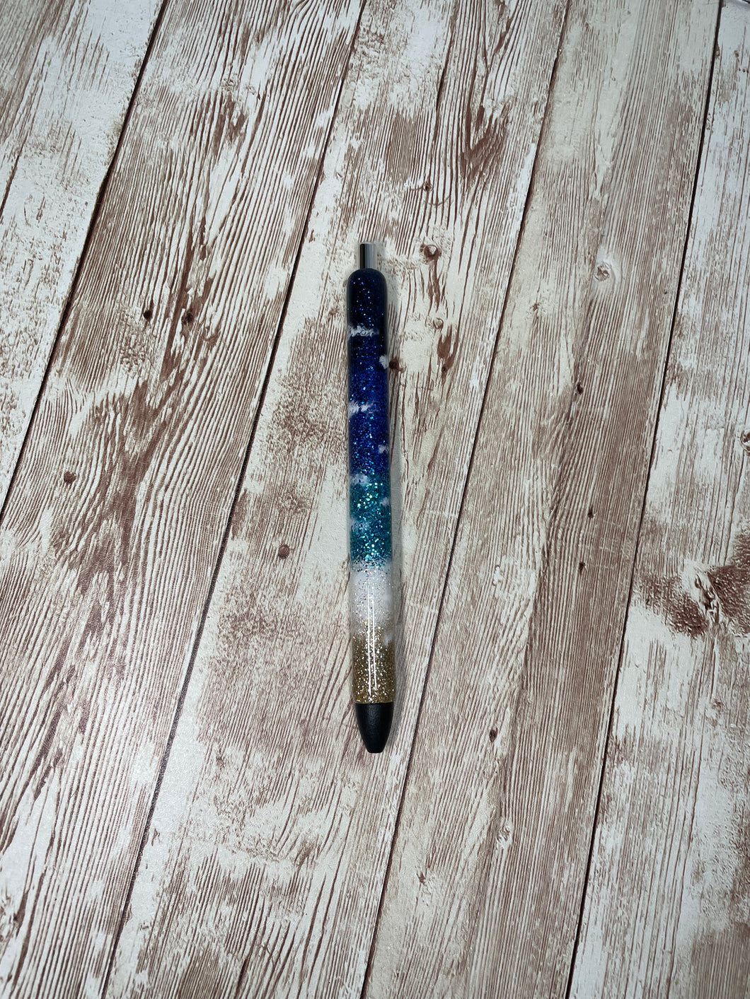 Navy Blue Beach Glitter Pen