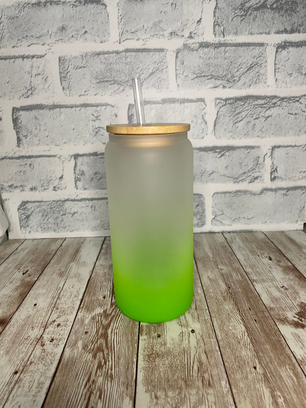 Green Frosted Glass Cup 20oz