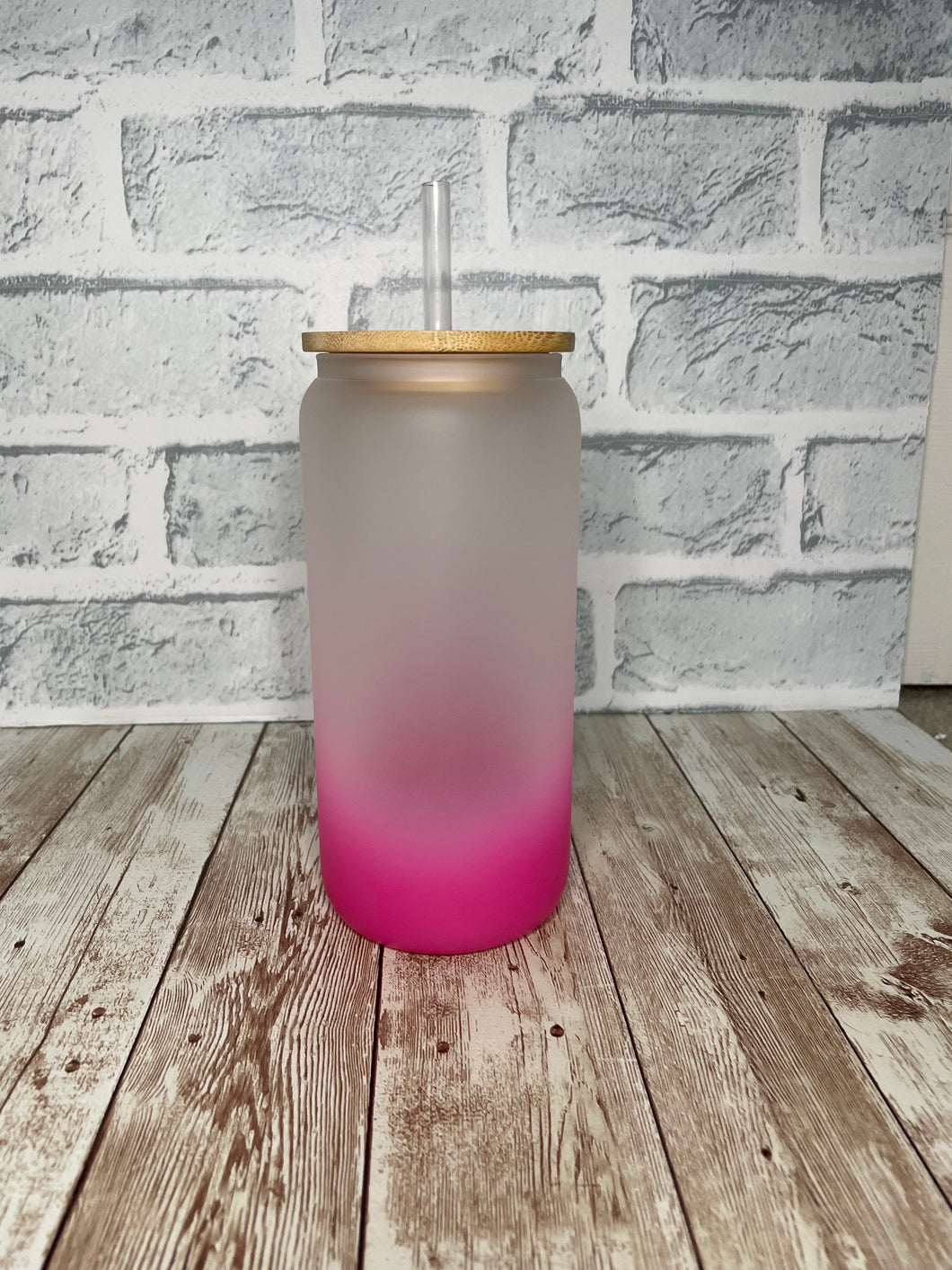 Pink Frosted Glass Cup 20oz