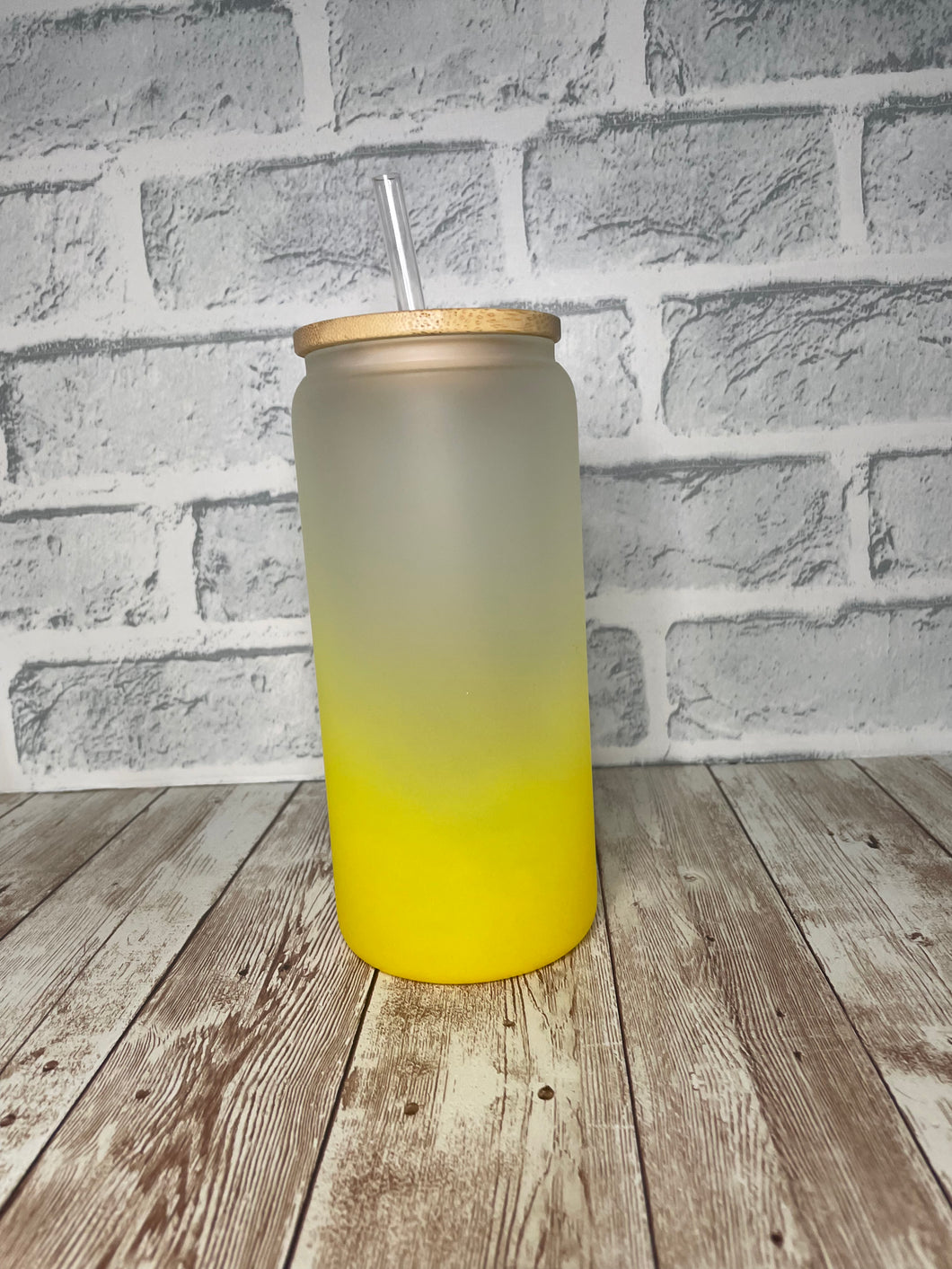 Yellow Frosted Glass Cup