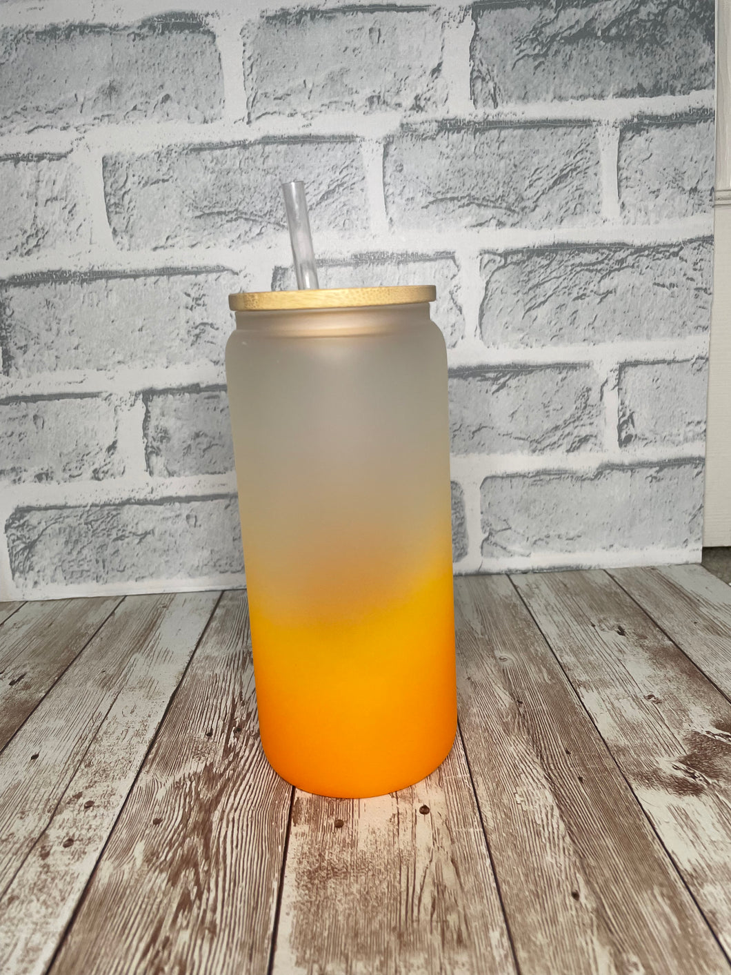 Orange Frosted Glass Cup 20oz